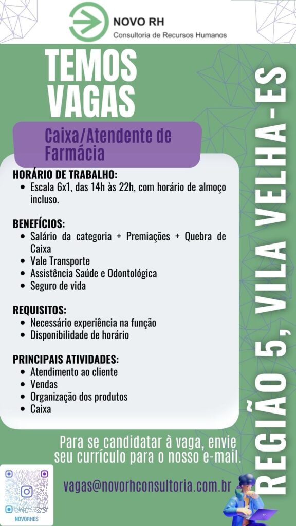 Vaga para Caixa de Farmácia